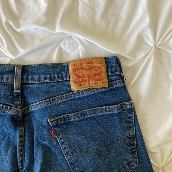 Levi’s 505 workwear 34x30 sun faded blue wash red tab straight leg jeans - Picture 6 of 8